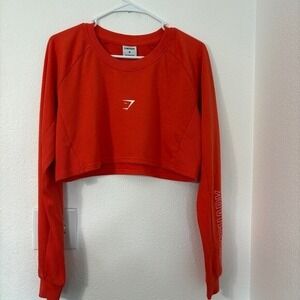 Gymshark Apollo Graphic Cropped Sweatshirt Orange Women's Medium